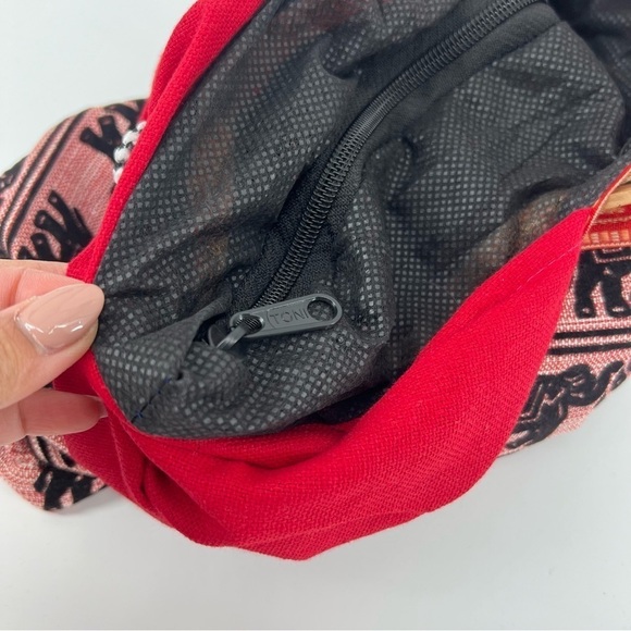 Artisan Ethnic Elephant Print Canvas Boho Shoulder Bag in Red - Picture 7 of 8